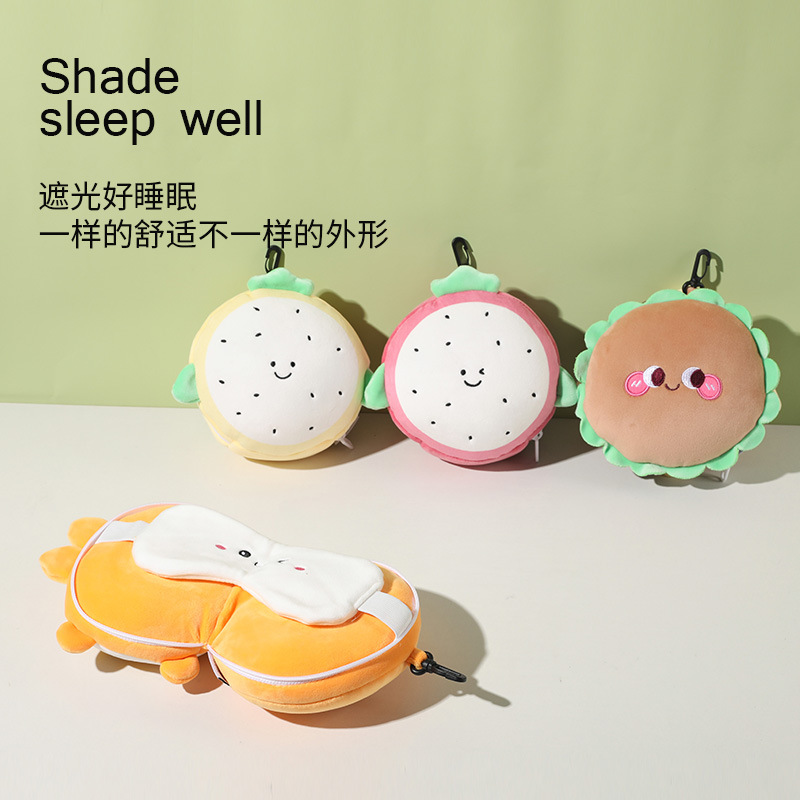 U-shaped pillow with eye mask, plush fabric