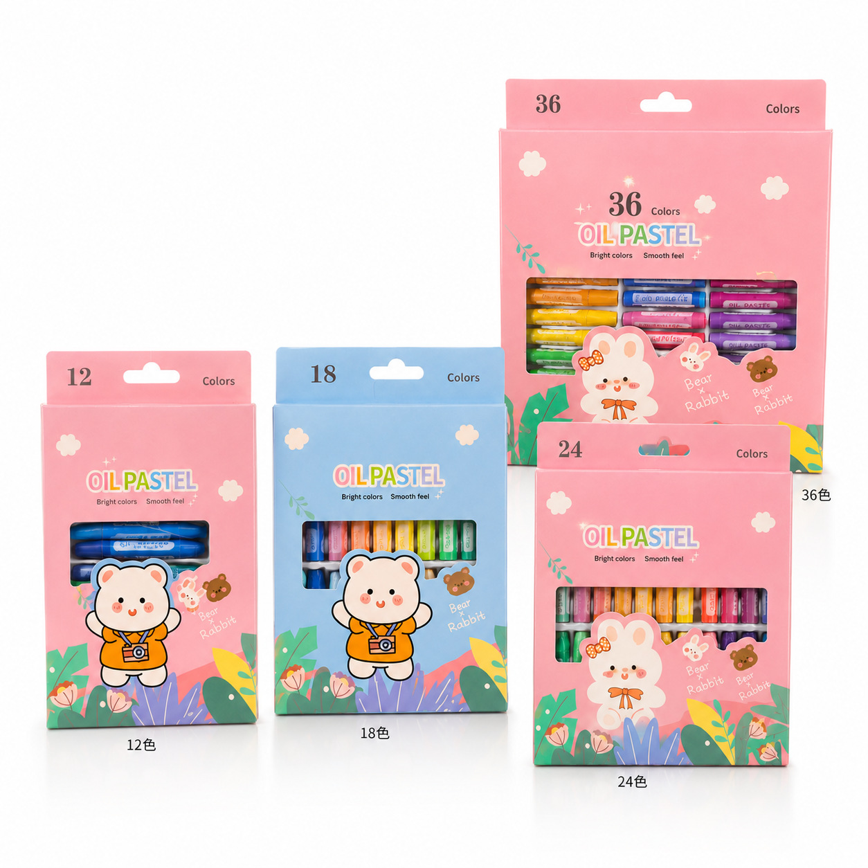 Kinder-Ölmalkreide-Set, 12 Farben, waschbar