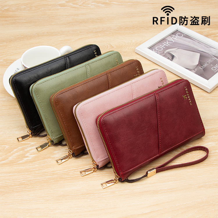 RFID Reisepass-Tasche, Langformat, mehrteilig, mit Reißverschluss