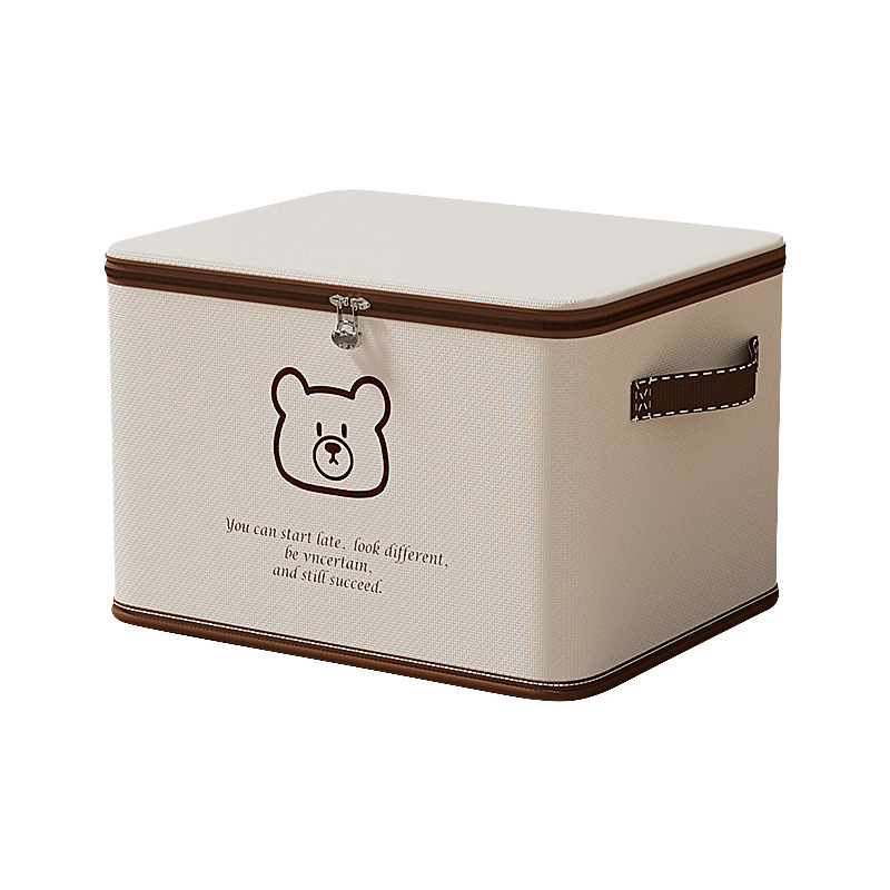 Beige Bär Aufbewahrungsbox, faltbar, großes Fassungsvermögen