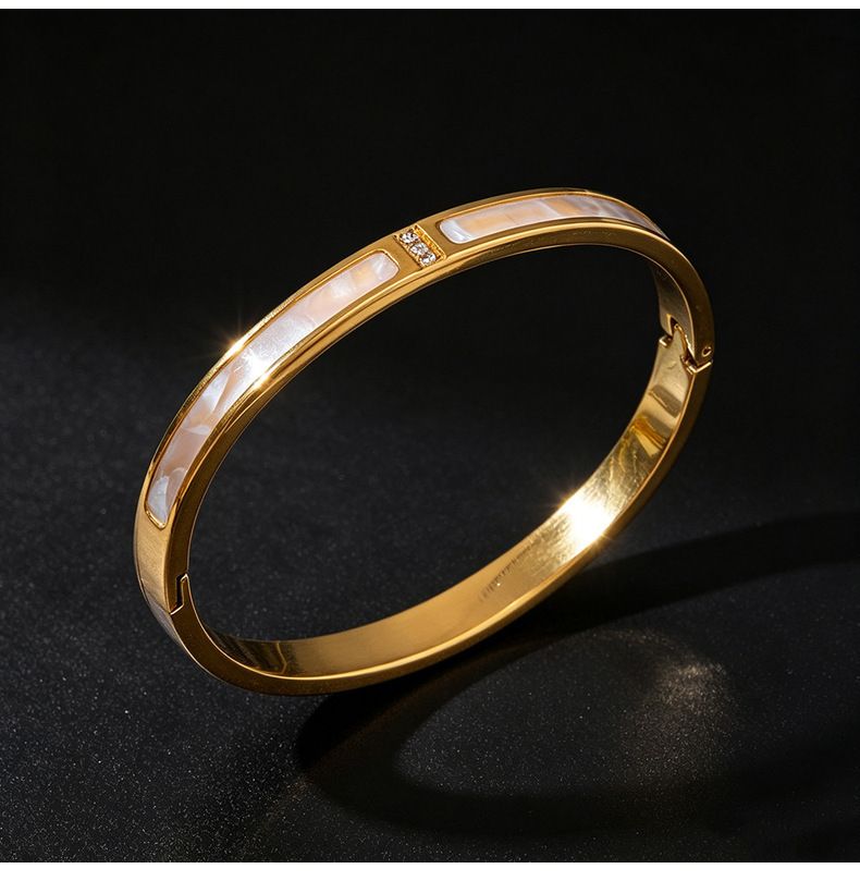 Titan-Stahl Armband, 18K vergoldet, 10 Steine mit Schiebeknoten
