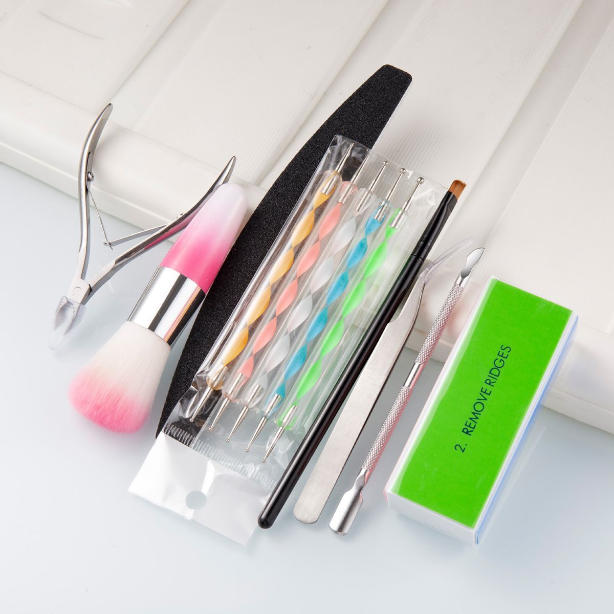 Stainless steel titanium nail care set, multi-piece