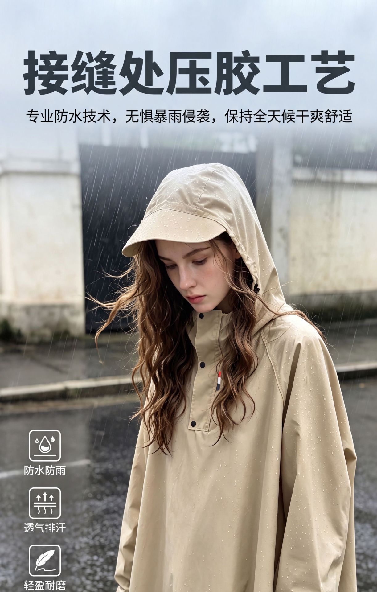 Electric Vehicle Raincoat, Long-Style with Sleeves