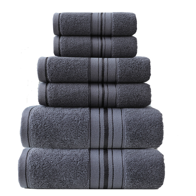 Baumwoll-Handtuchset, sechsteilig, glänzender Satin