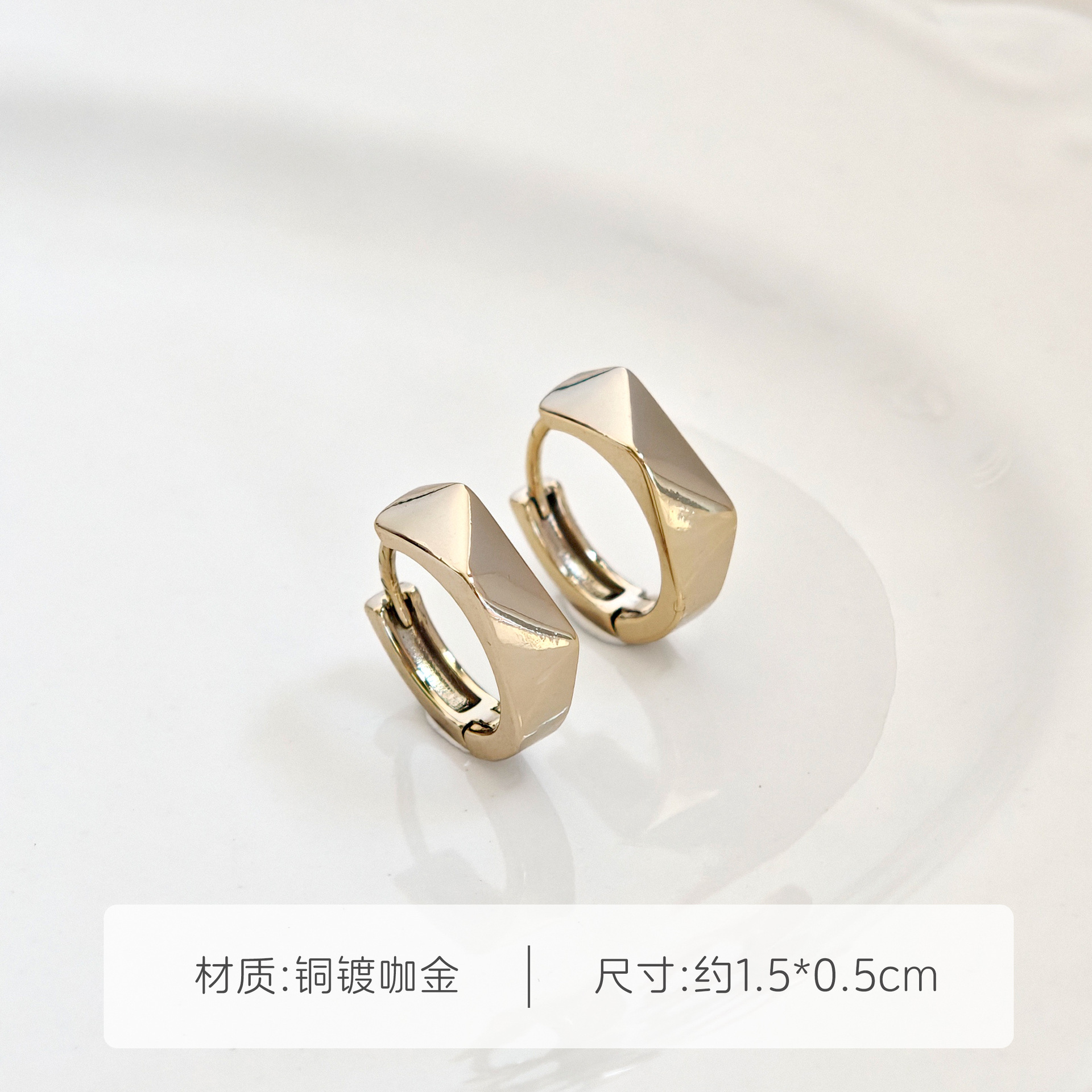 韩系简约咖啡金锆石耳钉耳扣小众轻奢精致冷淡风耳饰时尚气质耳环