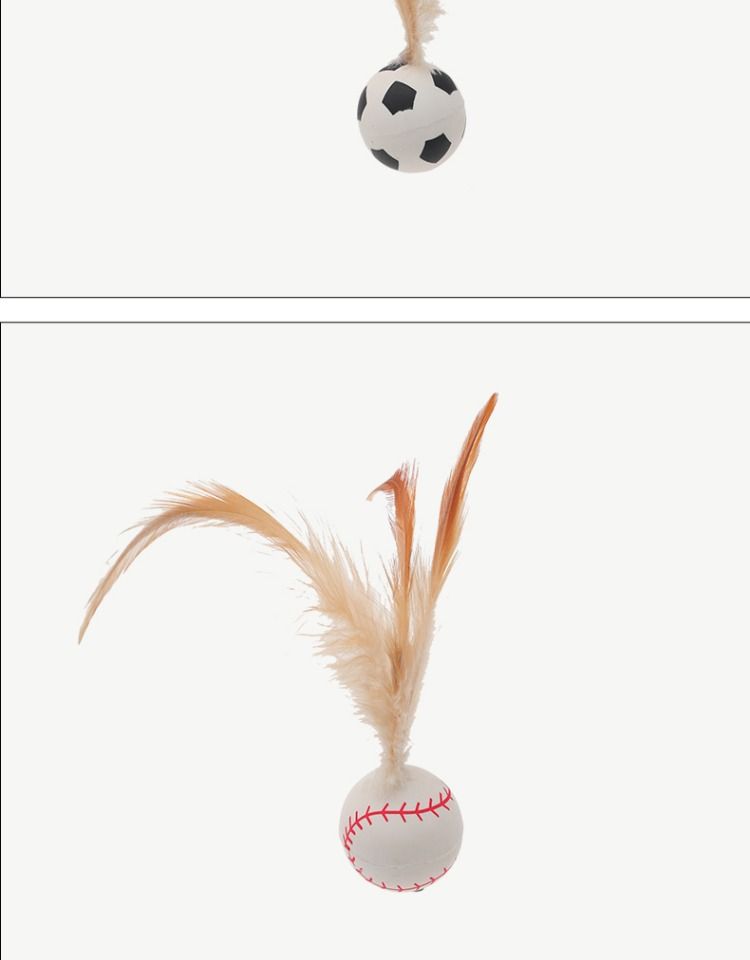 Cat elastic ball toy with feathers and bells