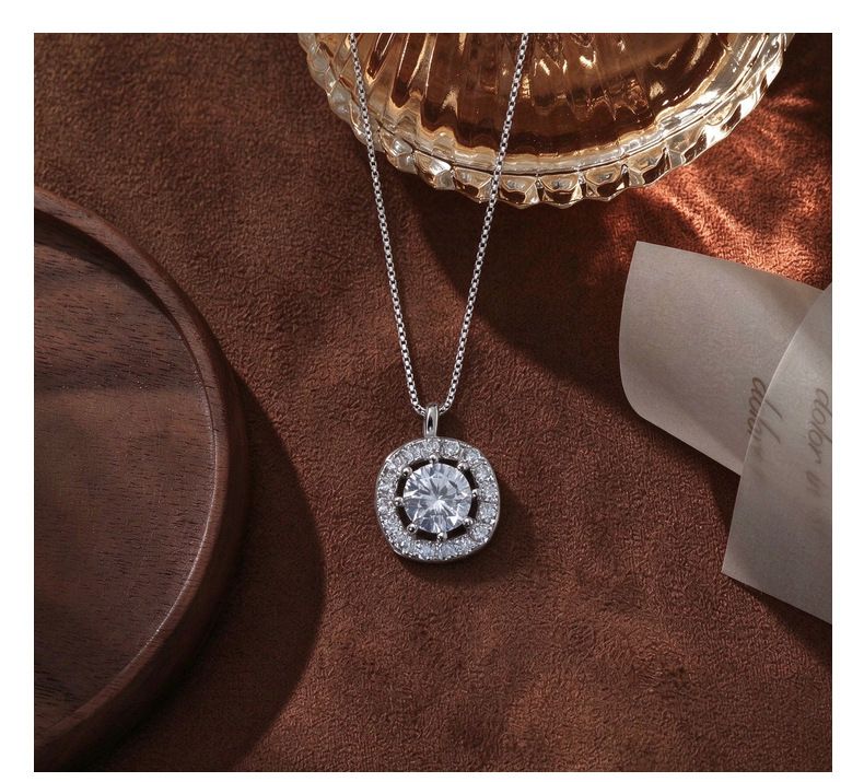 999 Silver Square Sugar Necklace Women Lightweight Luxury