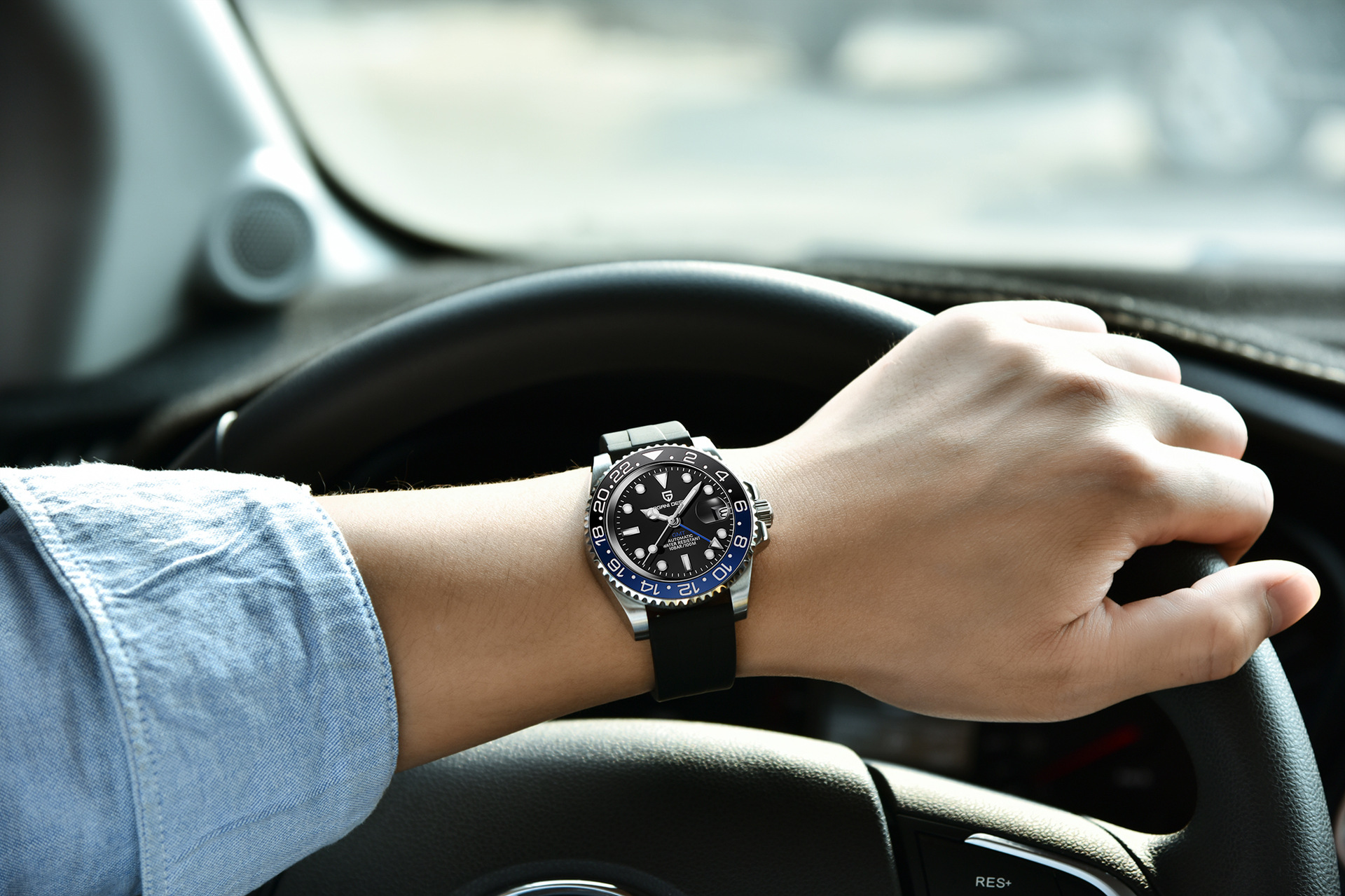 PAGANI DESIGN PD-1662 Herren-Automatikuhr, GMT, Leuchtkalender