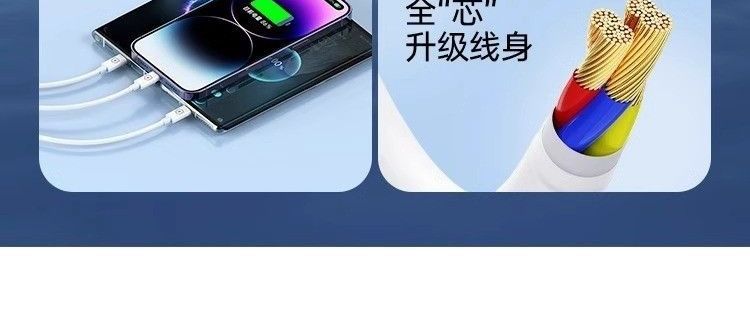适用华为苹果小米手机三合一快充线100W超级快充一拖三数据线车载