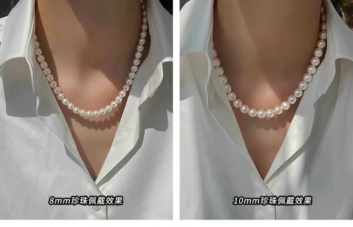 Pearl necklace, women's, double layer, clavicle, delicate chain