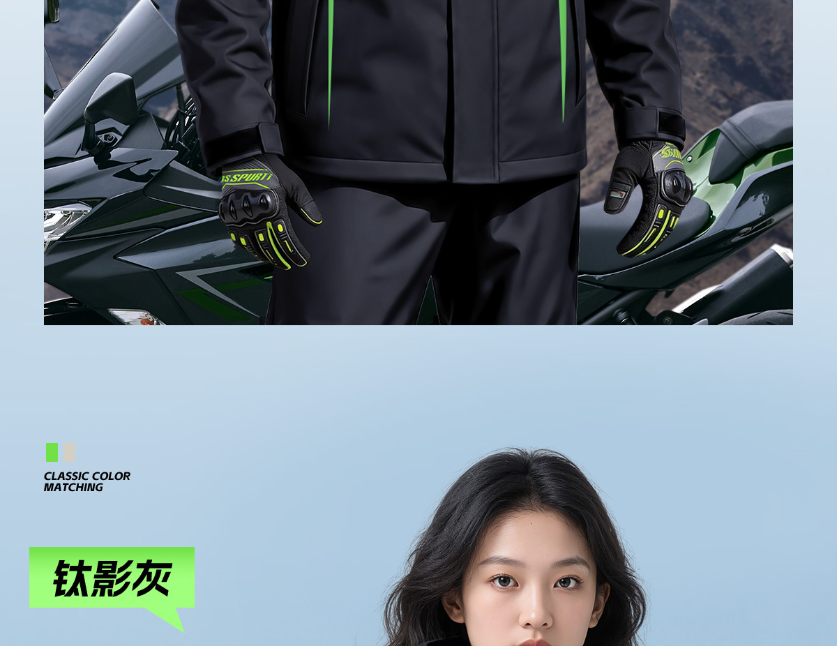 Motorrad-Regenanzug zweiteilig, Ganzkörperschutz, Herren