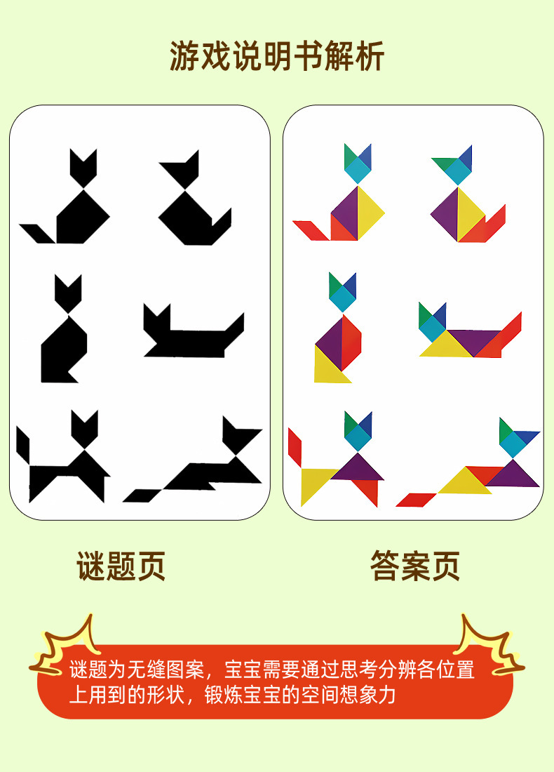 Tangram yapboz, geometrik şekiller, kare set