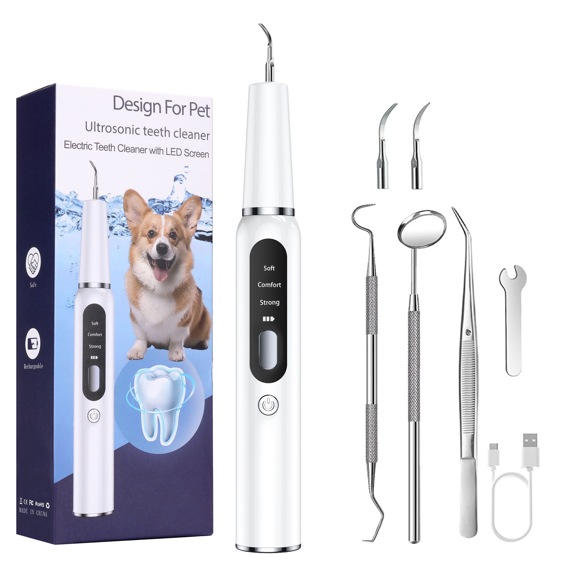 Dog tartar remover, ultrasonic pet teeth cleaner