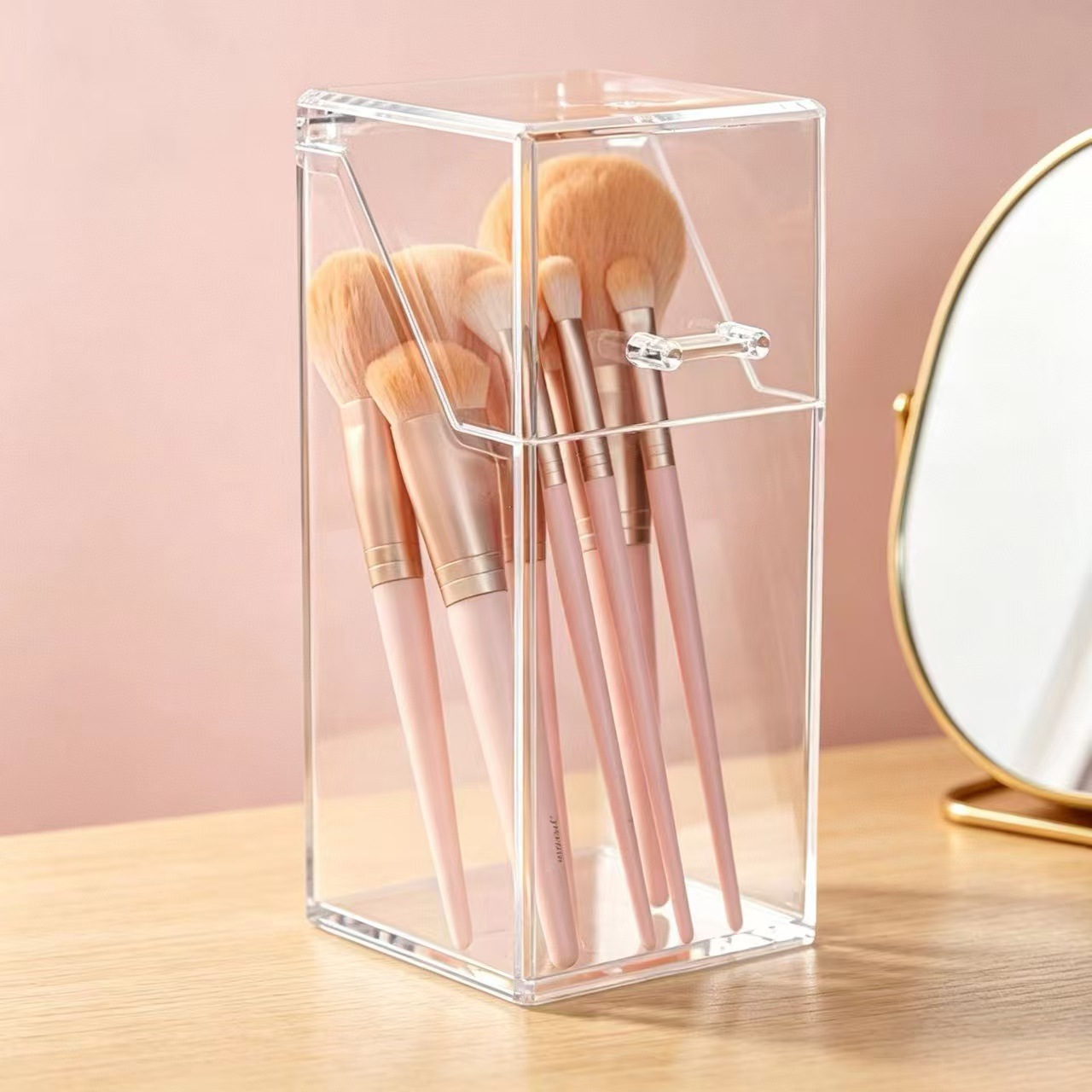 Makeup brush and cosmetics desktop storage organizer