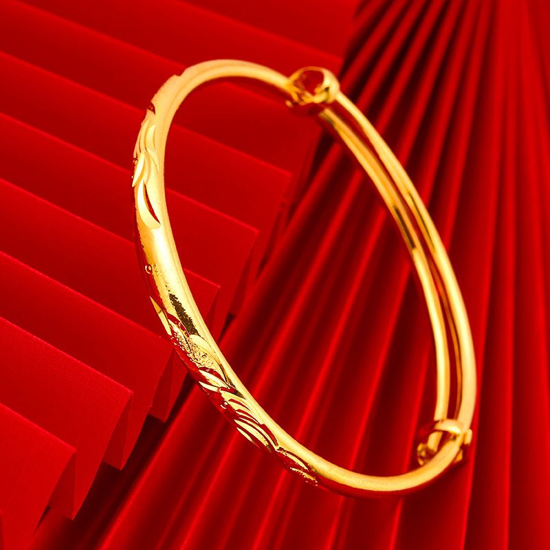 沙金饰品满天星手镯轻奢高级龙凤推拉手环仿真金镯子久不掉色手饰