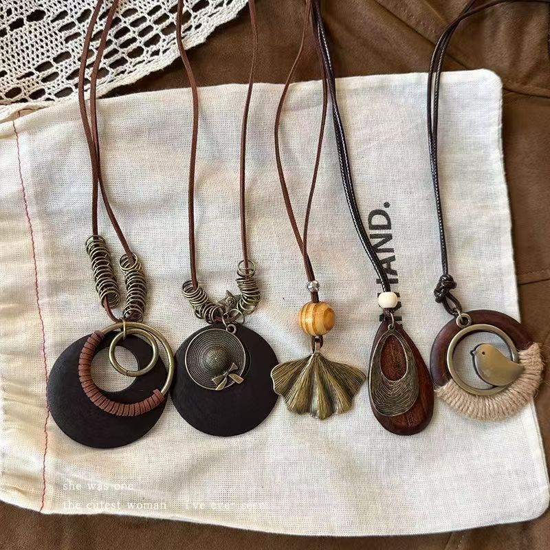 Zen tarzı uzun kelebek düğümlü kolye, kadın vintage bohem aksesuarı