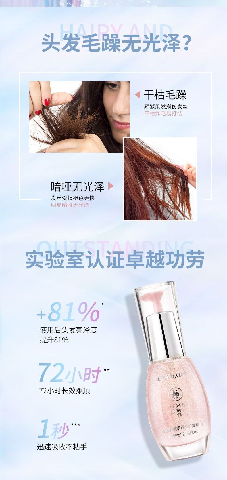 洛黛诗香氛植萃护发精油女流沙高光发免洗尾油理发店正品厂家批发