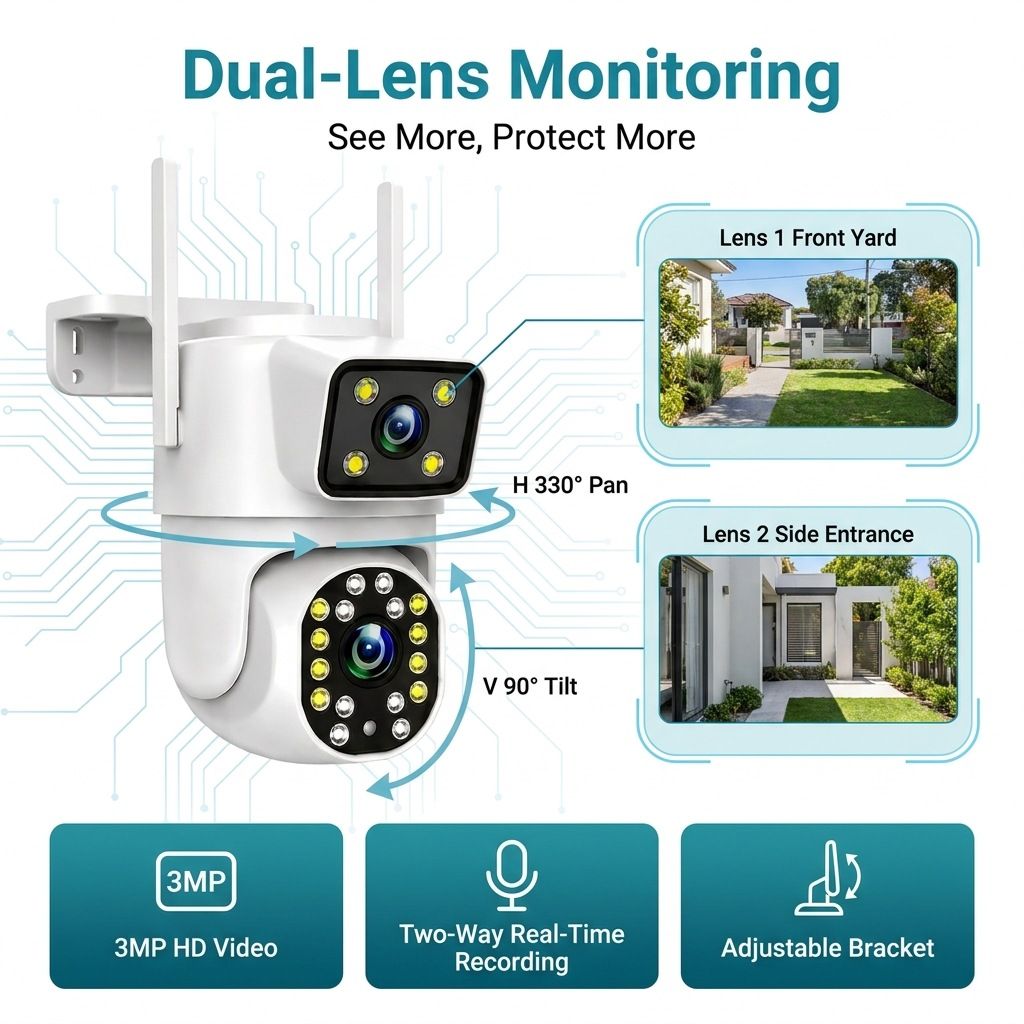 Dual-Objektiv WiFi Intelligente Kamera 3MP, Außenbereich