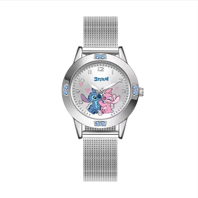 Cartoon-Damenuhr Quarzwerk Strass-Legierung Lederarmband
