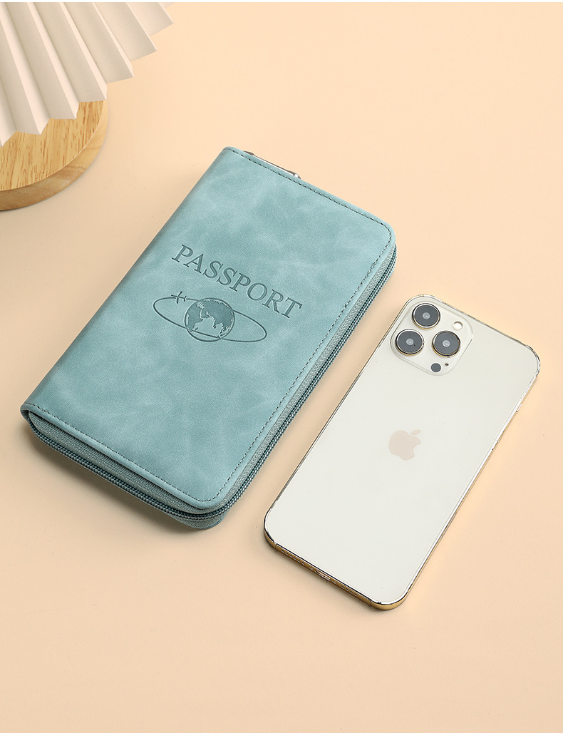 RFID passport holder with zipper for travel
