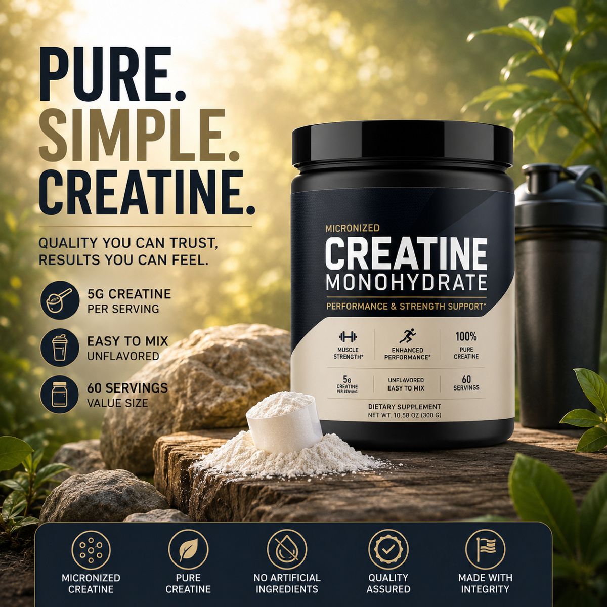 Kreatin monohidrat tozu 300g, spor beslenme