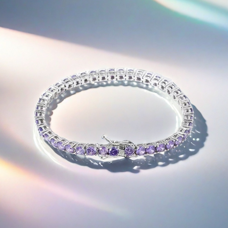 Tennis bracelet with white zirconia, silver jewelry, high-gloss, premium feel