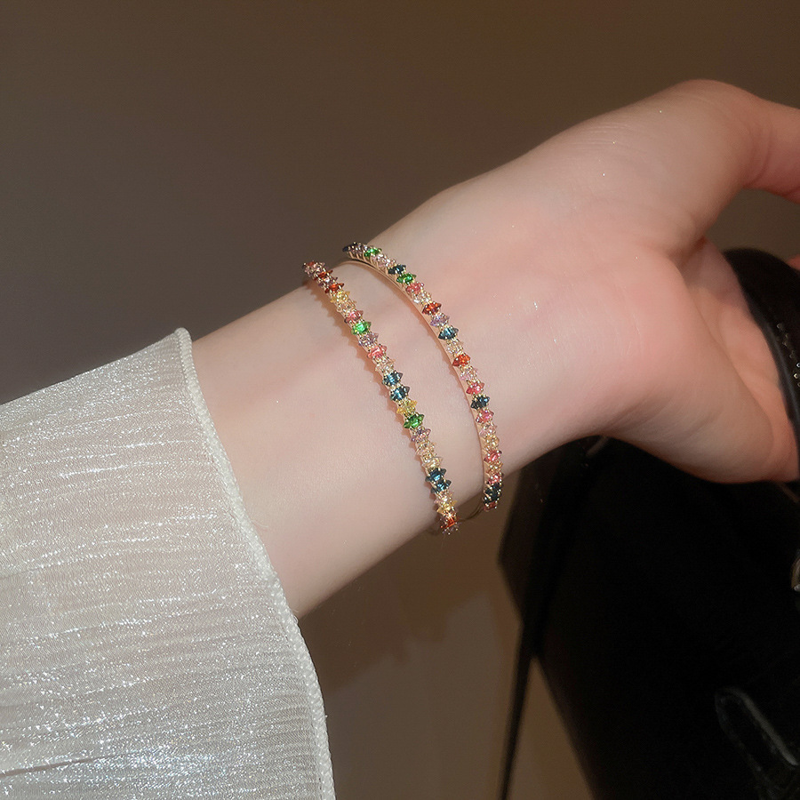 Mehrschichtiges elastisches Strass-Armband, Roségold