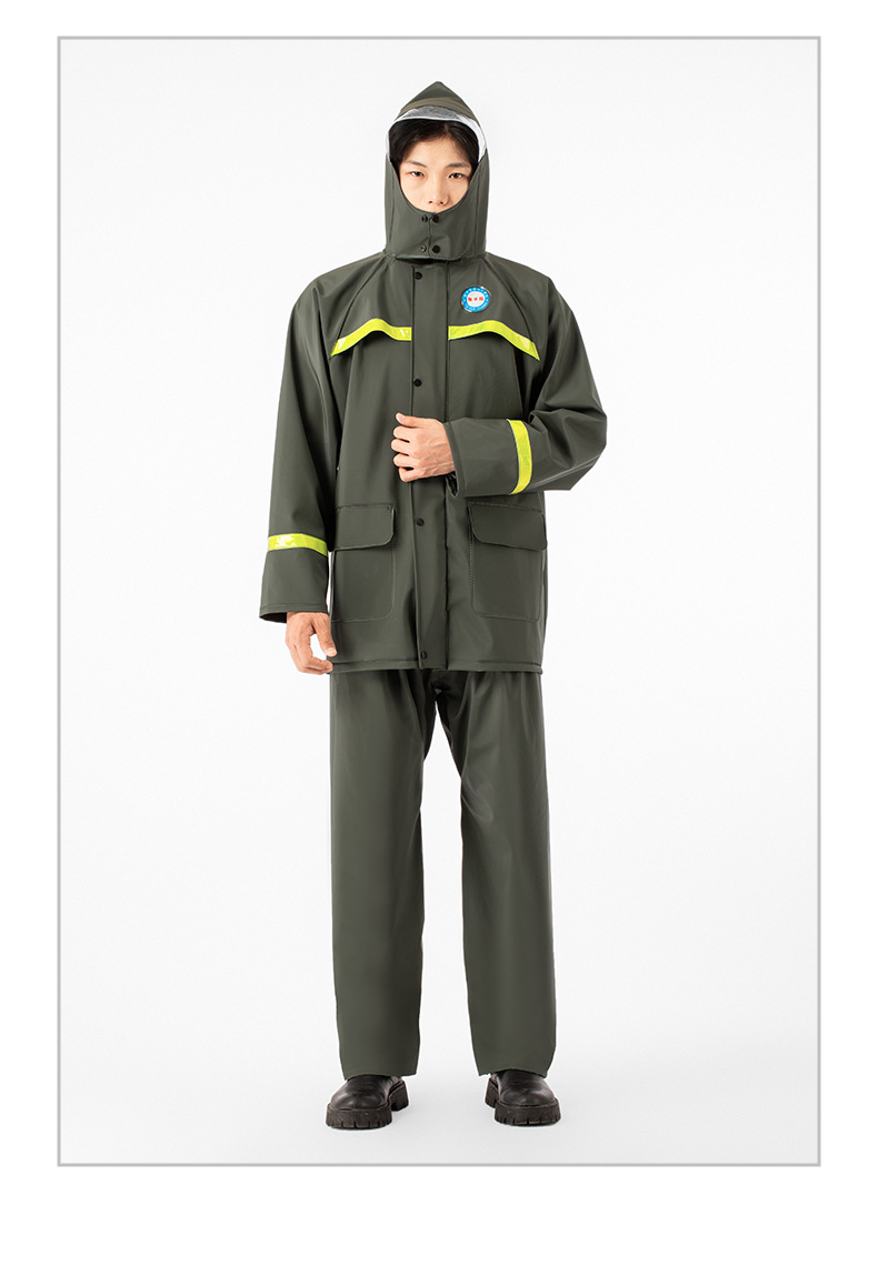 PVC knitted fabric raincoat set waterproof two-piece detachable