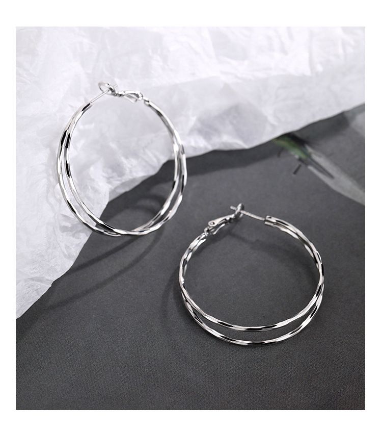 S999 sterling silver double layer ring earrings