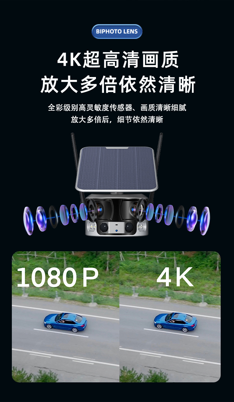 Solar Camera 8MP Night Vision 4G Wireless