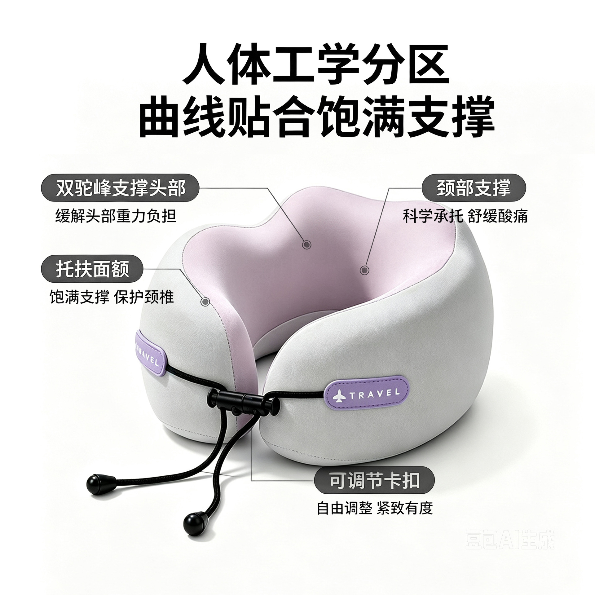 U-shaped neck pillow, travel portable