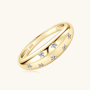 Moissanit Ring für Damen mit Sternendesign, Silber