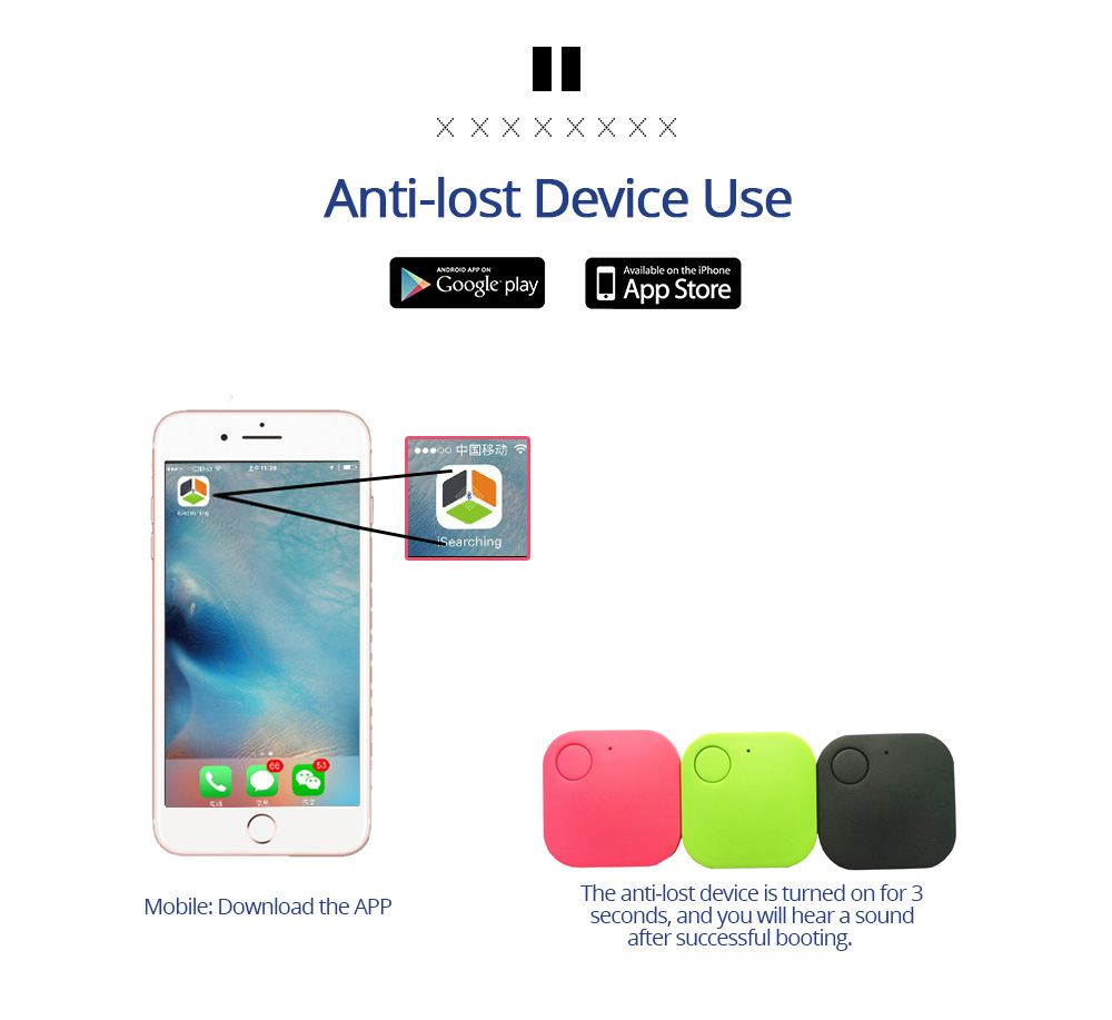 Kare bluetooth kaybetme önleyici, çift yönlü bulucu, selfie fonksiyonu