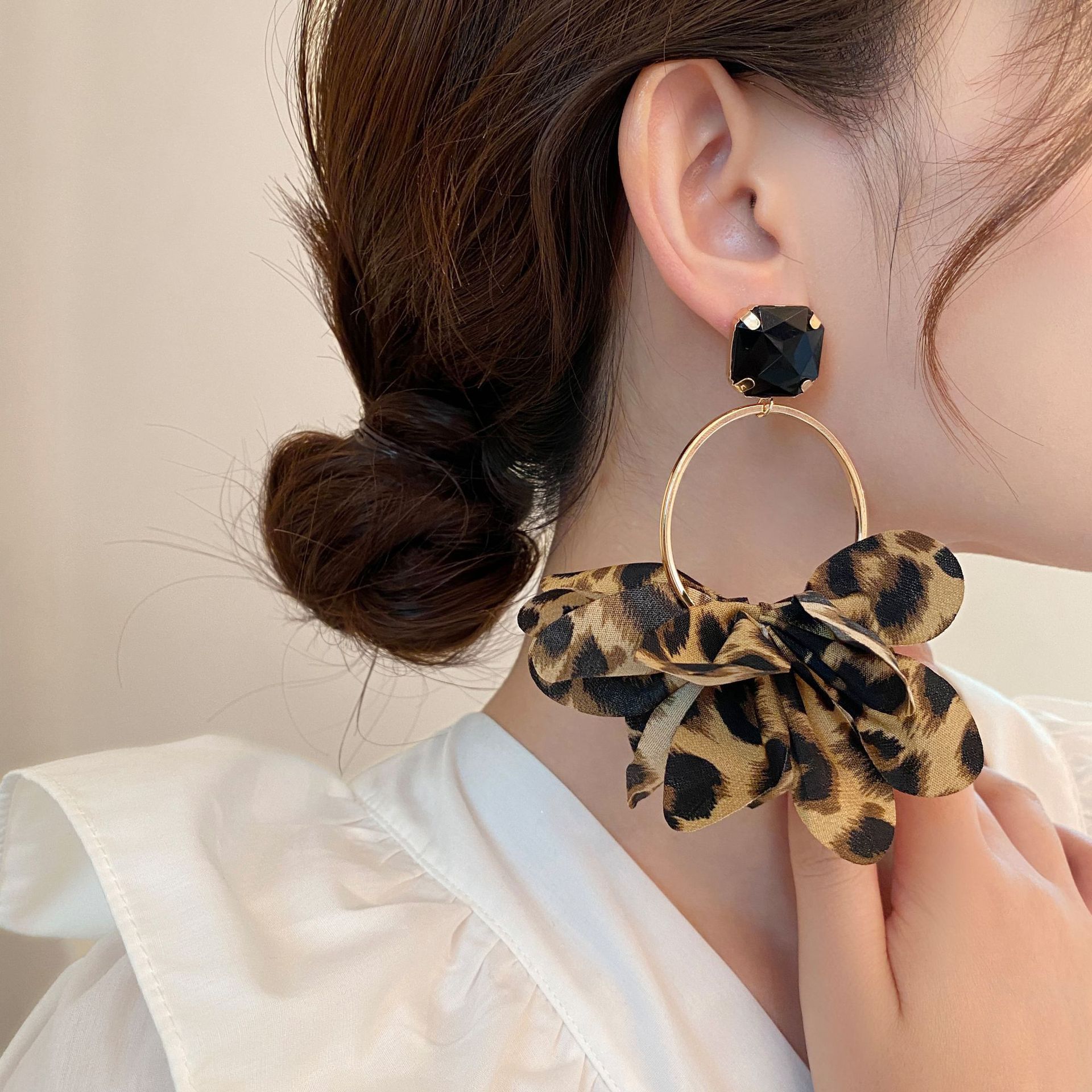 Leopard print large hoop earrings vintage punk style