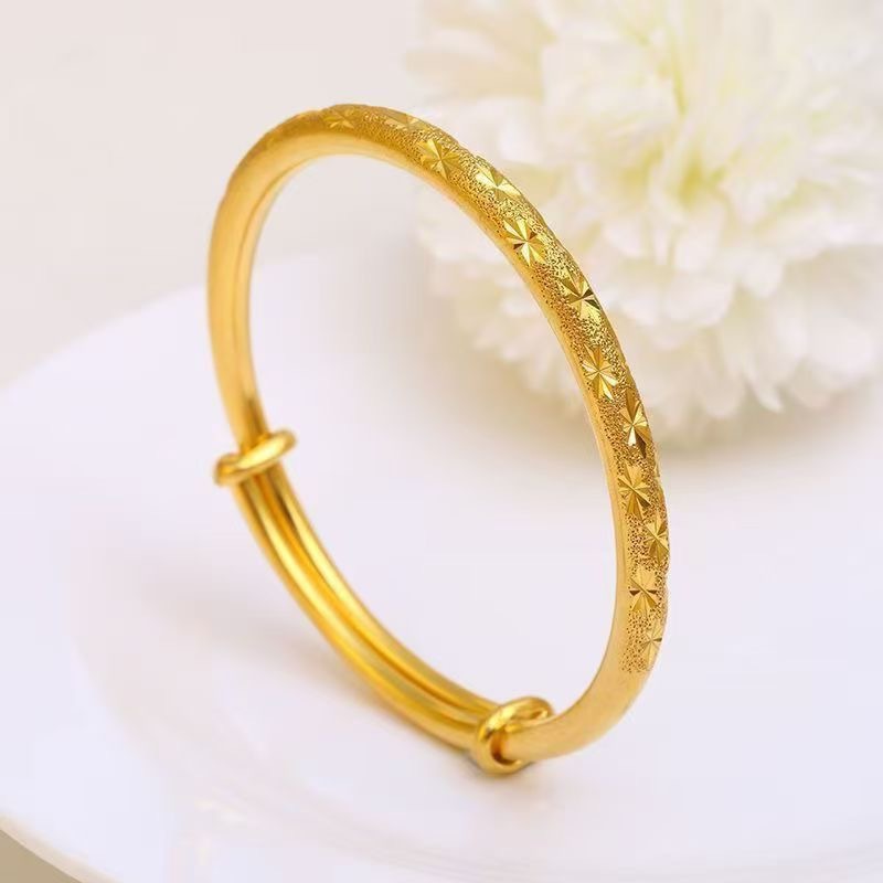 Thin sliding star pattern bracelet, solid gold-colored