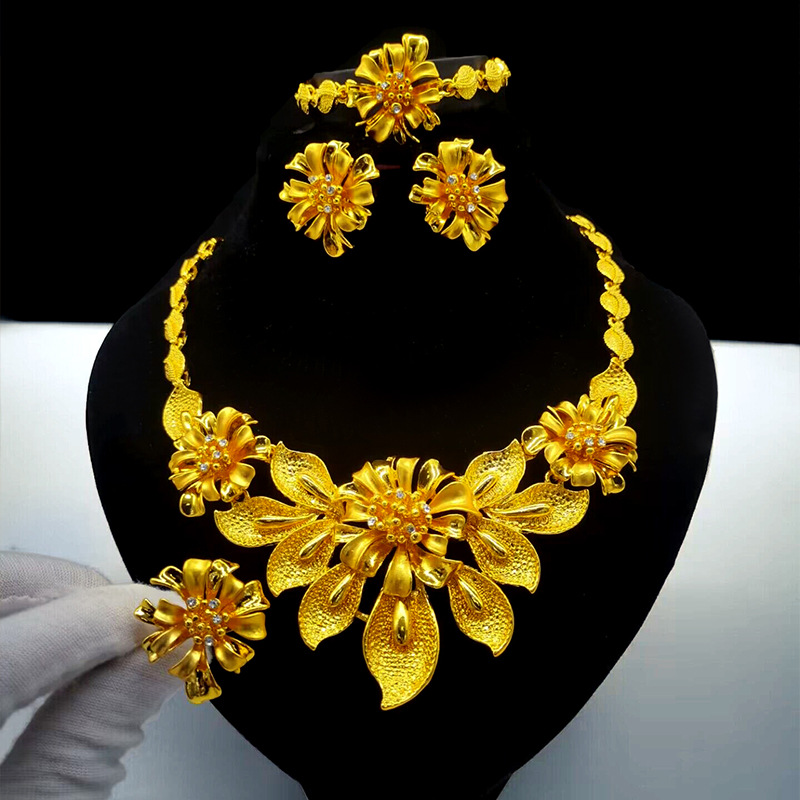 Dubai Brautschmuckset, 24K vergoldet, vierteilig
