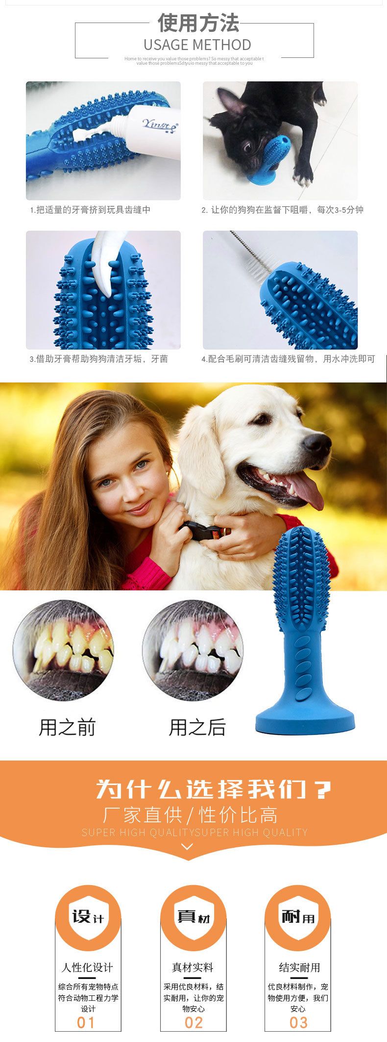 Dog toothbrush and chewing toy