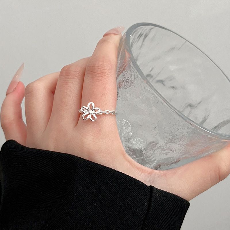Women's 925 sterling silver asymmetric geometric ring