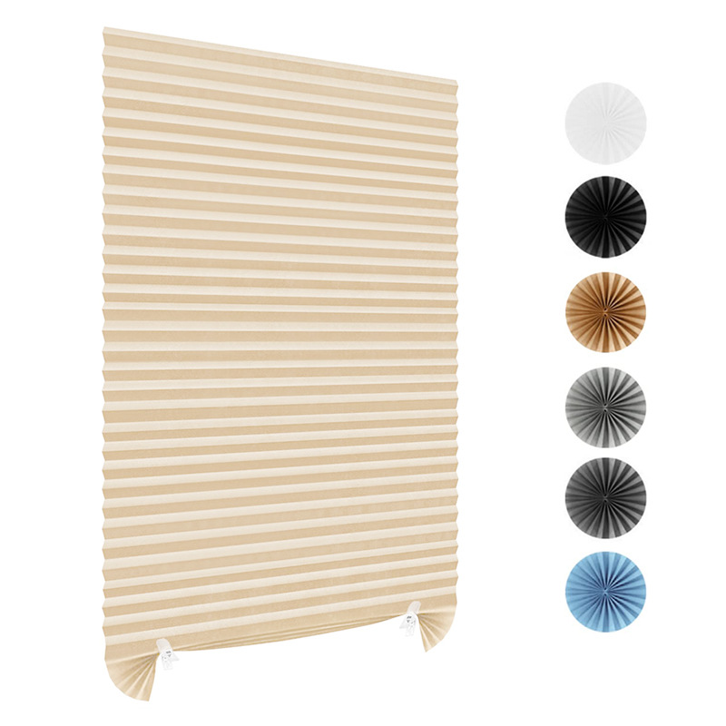 Self-adhesive pleated blind, blackout, bedroom