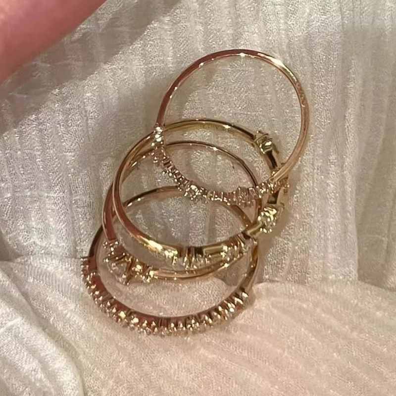 Vintage Cubic-Zirkonia Ring, schlankes Design, offener Ring