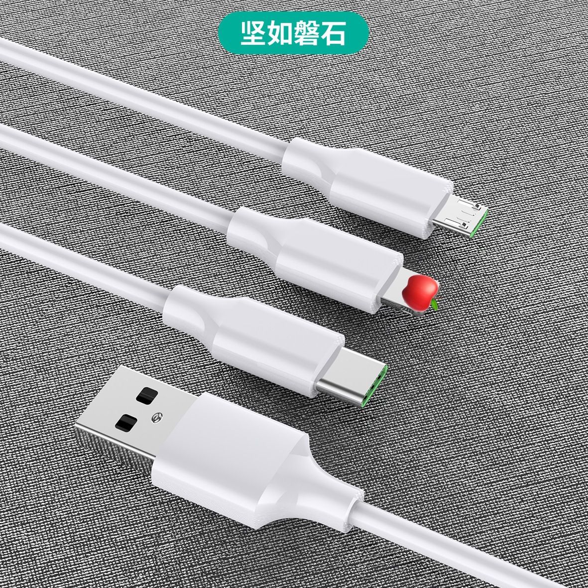 Apple ve Huawei cep telefonlarına uygun üçü bir arada hızlı şarj veri kablosu USB bir-üç sıvı renkli flaş şarj kablosu toptan satış