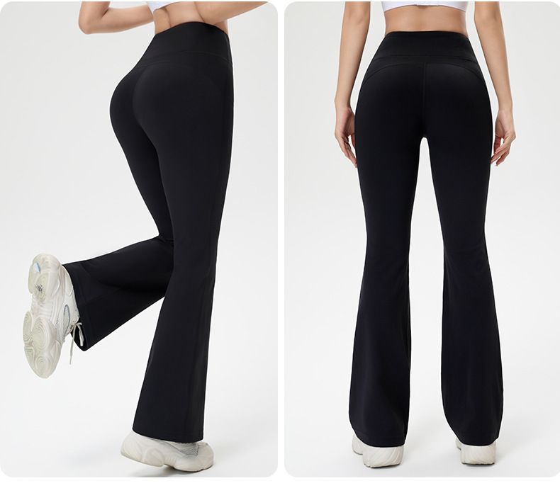 Verlängerte Yoga-Bootcut-Hose leicht ausgestellter Schnitt hohe Taille Pilates