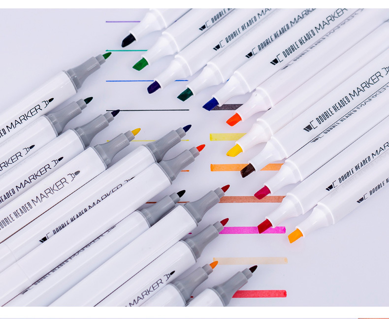 Double-ended marker pen set 12 colours washable