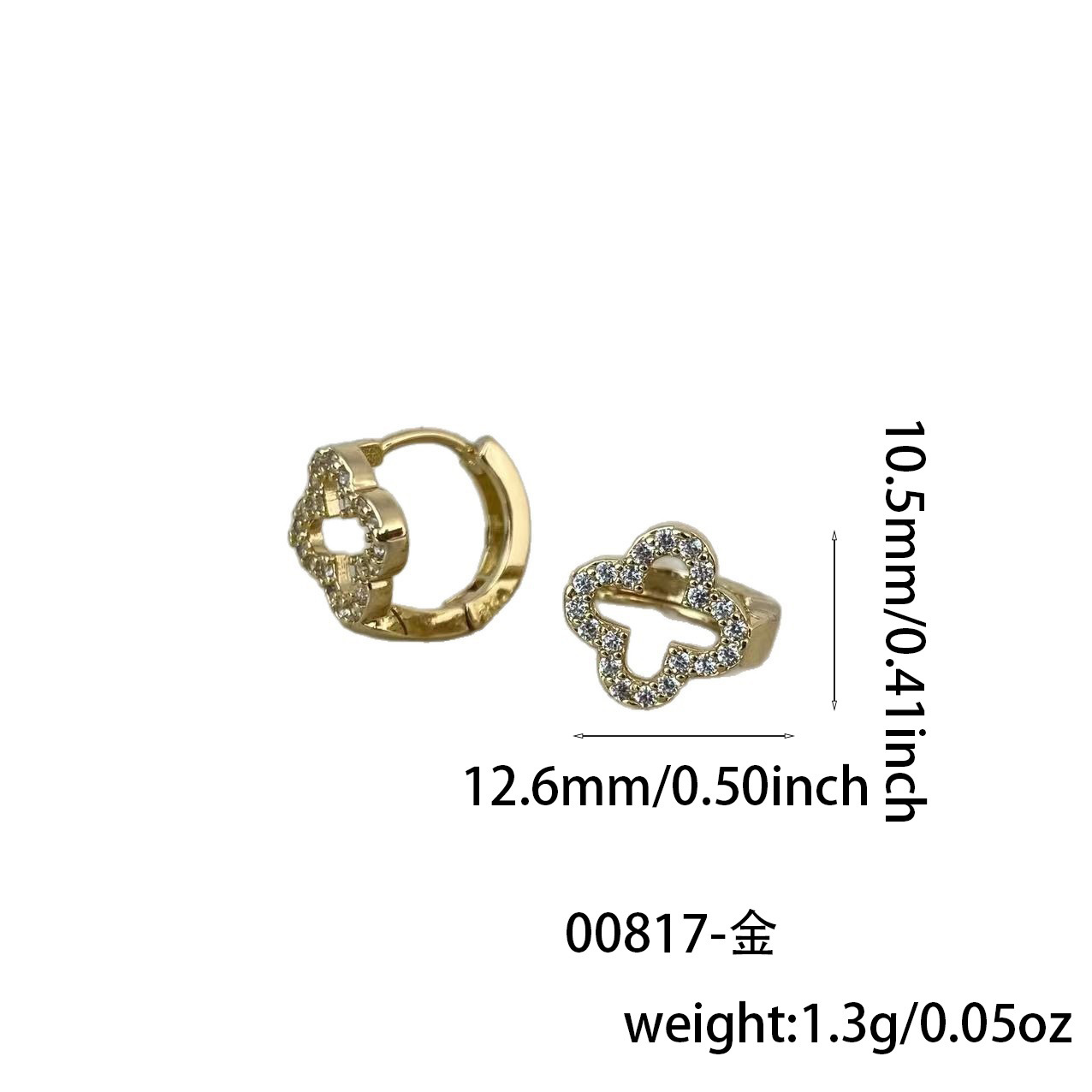 Vierblättriges Kleeblatt Diamant Ohrringe Damen, Ohrklemme