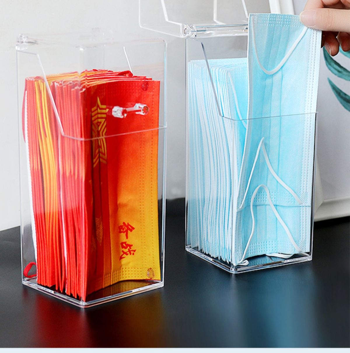 Transparente Maskenlagerbox großes Volumen