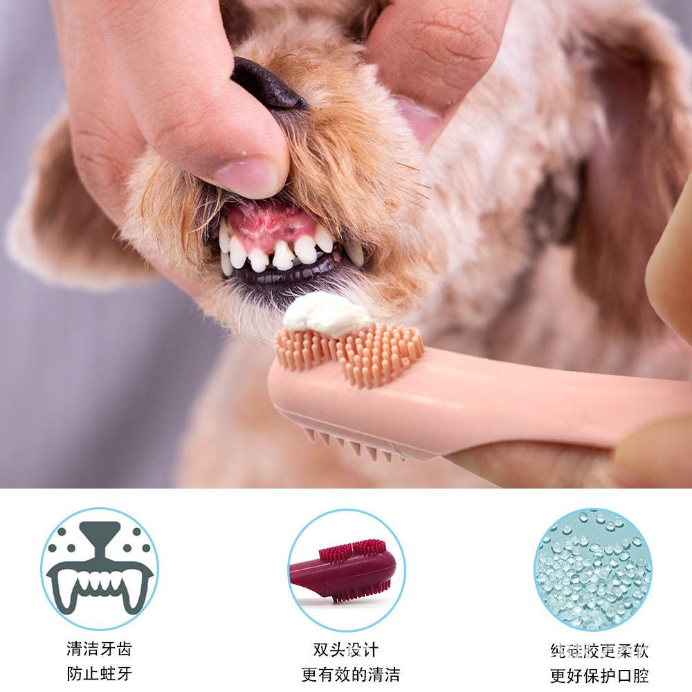 Silicone pet toothbrush set, finger type