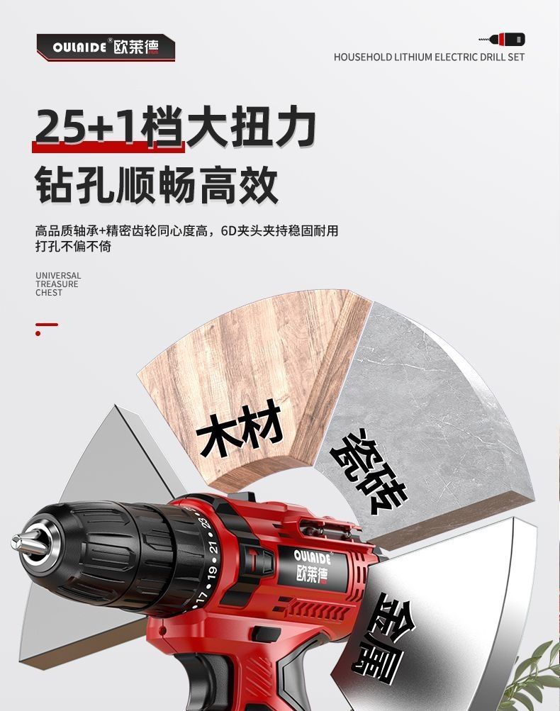 21V household tool set, drill and toolbox