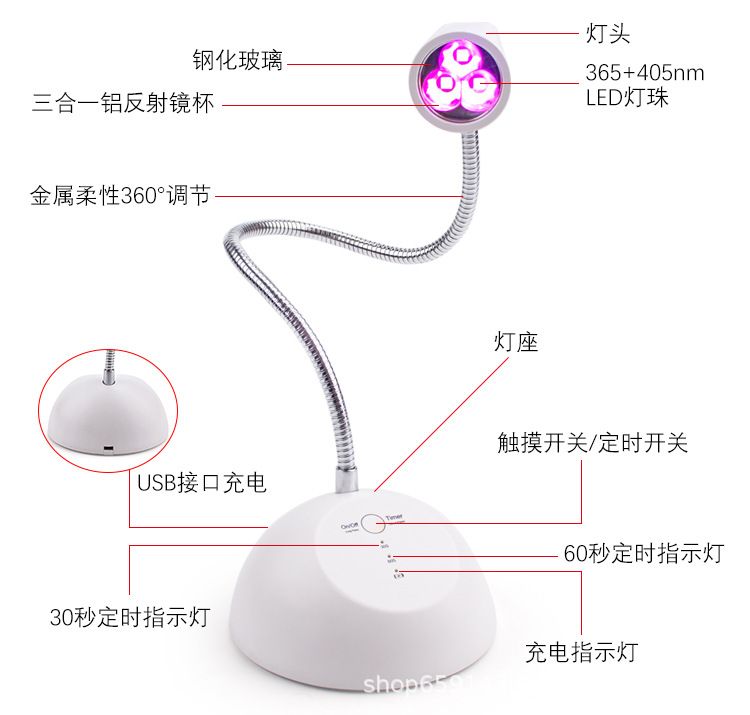Desktop LED nail curing lamp