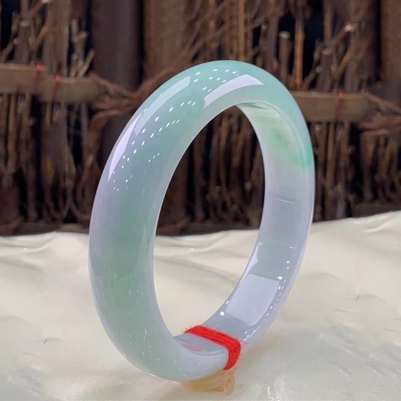 Burmese Grade A jadeite bracelet icy wax green