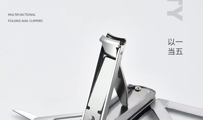 Stainless steel nail clipper, folding, with file